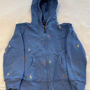 Polo by Ralph Lauren Kids Hoodie in Blue with Colorful Embroidery